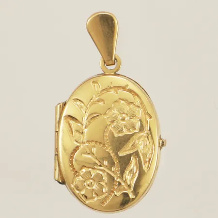 Medaljong med blomdekor 23x13mm 18K Vikt: 2 g