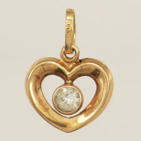 Hänge hjärta med vit sten 18x13mm 18K Vikt: 1 g