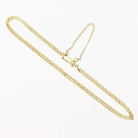 Armband manglad Pansar längd 18cm bredd 2mm, säkerhetskedja, fin patina, 18K Vikt: 3,2 g
