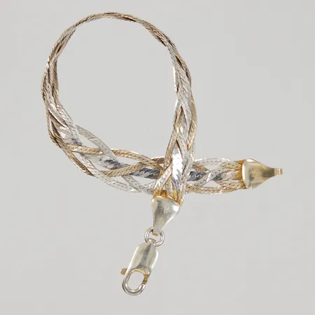 Armband flätad modell längd 19cm, bredd 9,2mm, svag doubléring, Guldfynd, 925/1000 silver, Vikt: 8,5 g