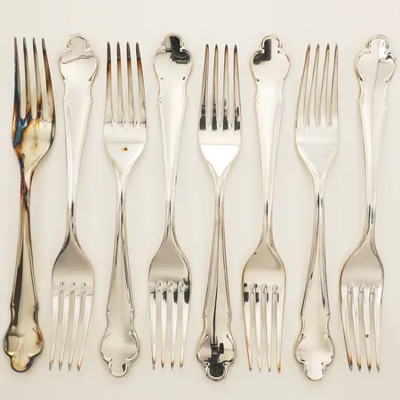 Åtta bordsgafflar modell Disa 20cm graverade silver Vikt: 545,5 g