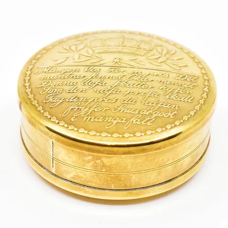 Snusdosa Skultuna 1607 K10 Ø75mm höjd 35mm mässing