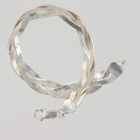 Armband flätad modell längd 18,5cm, bredd 8mm, Guldfynd, 925/1000 silver, Vikt: 8,3 g