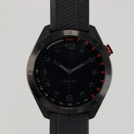Herrur Garmin Approach S40 golfklocka, Ø 43,5mm, serienr: 5ZF031583, silikonarmband, usb laddkabel, inga andra tillbehör