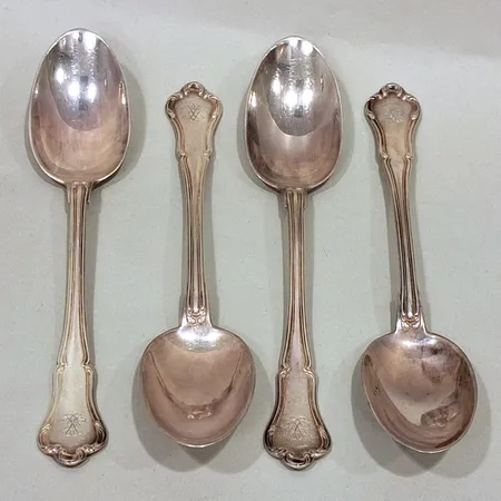 4st bordskedar längd ca 19cm monogram silver 830/1000 Vikt: 179,9 g