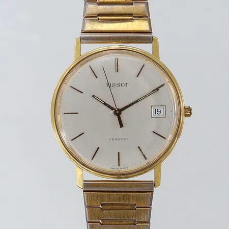 Herrur Tissot 18K quartz länk i doublé gravyr går ej slitage 18K.