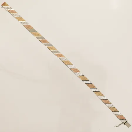 Armband halvstelt längd ca 19cm bredd 6,1mm devis förgyllt silver 835/1000 Vikt: 11,4 g
