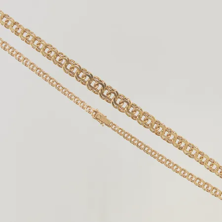 Kedja 44cm bredd:4,2-9,1mm doserad Bismarck 18K 35,2g.