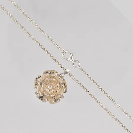 Kedja längd 66cm hänge blomma Ø 21,6mm silver 925/1000 Vikt: 17,5 g