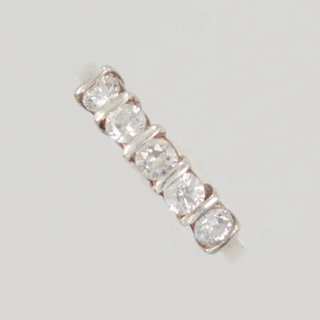 Ring med vita stenar, stl:17, bredd 1,7-3,8mm, 925/1000 silver, Vikt: 1,7 g