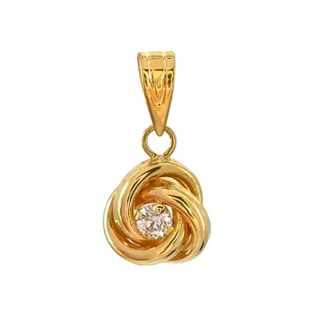 Hänge i 18K guld med vit sten, Guldfynd (GHA), längd inkl. ögla 15 mm, bredd 8 mm, fint skick, sten utan anmärkning Vikt: 0,5 g