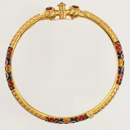 Stelt armband med emalj, Ø6cm, bredd 4,7mm, fylld, 22K Bruttovikt 13,7g 