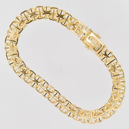 Armband X-länk med stav, längd 19,5cm, bredd 8,1mm, 18K Vikt: 15,4 g