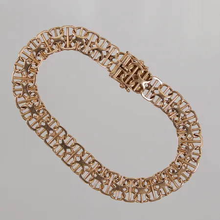 Armband X-länk med stav 20cm, bredd 9,6mm, Ädelsmycken AB år 1961, 18K,  Vikt: 18,8 g