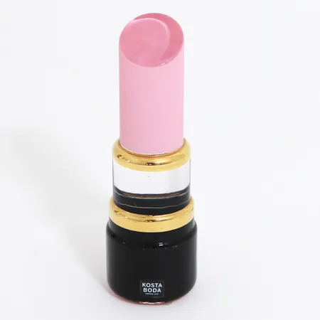 Glaskulptur Make Up av Åsa Jungnelius, Kosta Boda, rosa läppstift, höjd ca 13cm, slitage. Vikt: 0 g