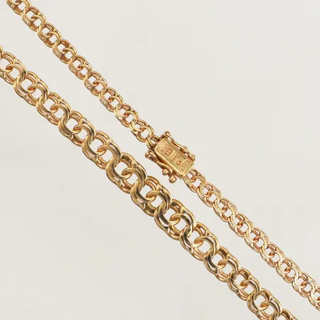 Collier doserad Bismarck, längd 48cm, bredd 4-6,9mm, Styletta Guldvaruaktiebolaget Stockholm 1968, 18K  Vikt: 18,1 g