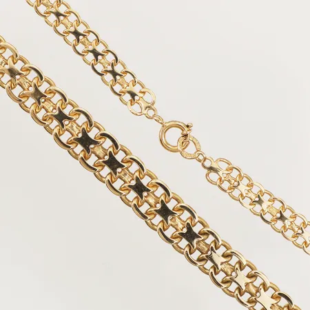 Collier doserad X-länk, längd 49cm, bredd 6-9mm, skadat lås, 18K  Vikt: 30,7 g