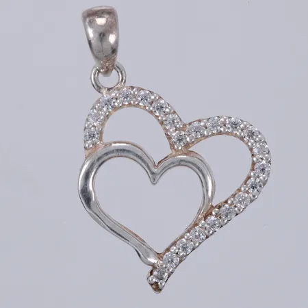 Hänge med vita stenar, längd ca 22mm, 925/1000 silver Vikt: 1,1 g