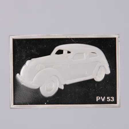 Silvertacka Volvo PV53 ca 36x25mm, silver 925/1000 Vikt: 18,7 g