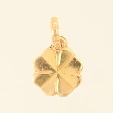 Hänge fyrklöver, 11x7mm, bucklig ögla, 18K  Vikt: 0,3 g