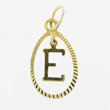 Hänge bokstaven E, 11x29mm, 14K.  Vikt: 0,7 g