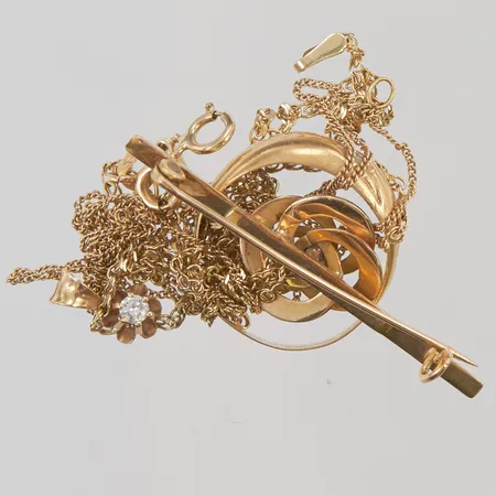 Diverse guld, defekter, trassel, 18K, 7,6g.
