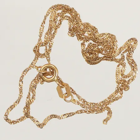 Kedja Singapore, längd 46cm, bredd 0,7mm, defekt, av, 18K  Vikt: 1,4 g