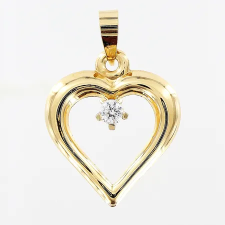 Hänge hjärta, vit sten, 16x22mm, 18K.  Vikt: 0,5 g