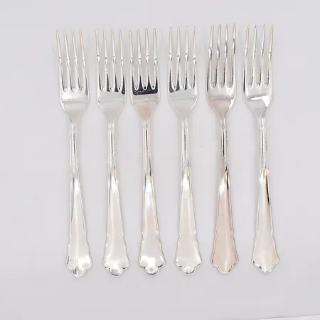 6 bordsgafflar, modell Chippendale, längd 18cm, 830/1000 silver  Vikt: 215,2 g