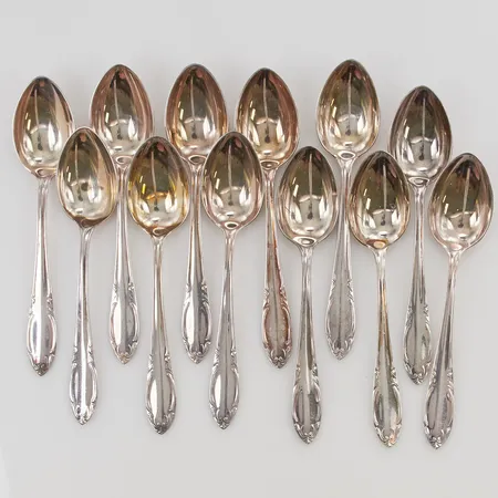 12 Kaffeskedar, modell: Slottsbarock, 830/1000 silver, 171,2g.