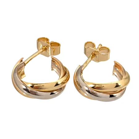 Örhängen Halvcreoler, 18K guld, diameter 13 mm, bredd 5 mm, originalploppar, fint skick Vikt: 3,4 g