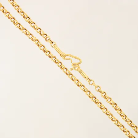 Kedja Ärtlänk, längd 41cm, bredd 4mm, skadat lås, 23K Vikt: 15 g