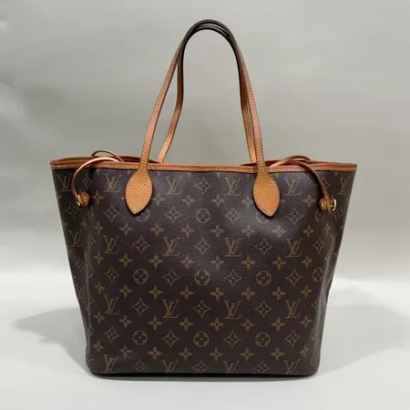 Väska Louis Vuitton Neverfull MM monogram canvas, 28x31x16cm, med tillhörande clutch, beslag i gulmetall, mindre slitage på läderrem, dustbag, ytterkartong, påse Skickas med postpaket.