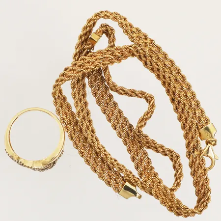 Diverse guld, diamanter, skadat, diamanter saknas, 18K  Vikt: 13,5 g