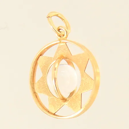 Hänge med vit sten, Ø12,5mm, 18K Vikt: 0,9 g