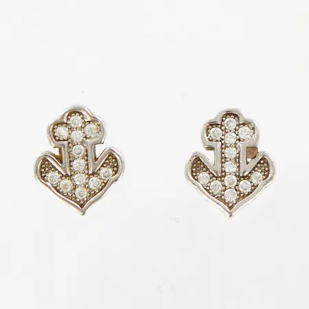 Ett par örhängen ankare med stenar, 10mm, bredd:8mm, silver 925/1000 Vikt: 2,3 g