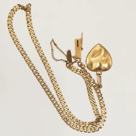 Armband Pansar med berlock, längd 19cm, bredd 2mm, bucklig berlock, säkerhetskedja, 18K  Vikt: 3,2 g