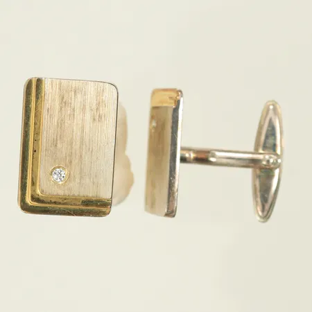 Manschettknappar tvåfärgade med vit sten, längd 18mm, bredd 13mm, Silver 925/1000, 9,7g Vikt: 9,7 g