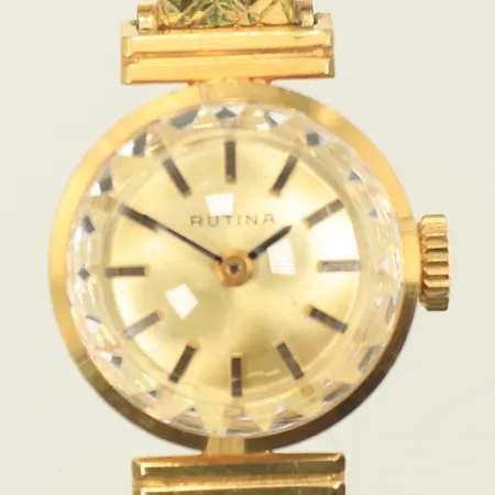 Damur Rutina Ø17mm, 18K i boett, länk i metall, defekt urverk.