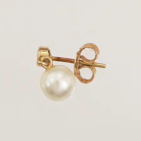 Udda örhänge med pärla och vit sten, längd 11,5mm, bredd 5,8mm, 18K  Vikt: 0,5 g