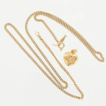 Kedja och hänge, defekter, 14K Vikt: 7,9 g