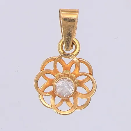 Hänge blomma med vit sten 13mm, 18K Vikt: 0,3 g