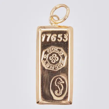 Hänge Tacka #17653 Gold Pocket, ihålig, längd ca 23mm, bredd ca 8mm, 18K Vikt: 1,2 g