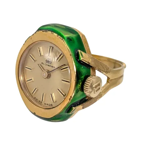 Vintage Bucheron, ring / klocka, doublé, Ø17½ mm (justerbar), boettnummer 6 411, manuellt urverk - fullt fungerande