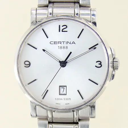 Herrur Certina DS Caimano, stål, quartz, ref-nr: C017410A, serie-nr: 12C0096777, safirglas, datum, Ø38mm, extra länkbitar, repig länk samt boett, i behov av batteribyte, inga tillbehör