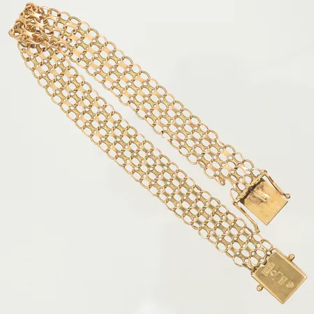 Armband X-länk, längd ca 19cm, bredd 10mm (defekt, sliten, av) 18K, 11,3g 