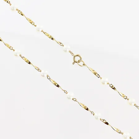 Collier pärlor 44cm, bredd 2-5mm, 18K, bruttovikt 8,1 gram Vikt: 8,1 g