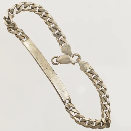 Armband Pansar med bricka, längd 19,5cm, bredd 5,3mm, defekt lås, repig, 925/1000 silver  Vikt: 12,5 g