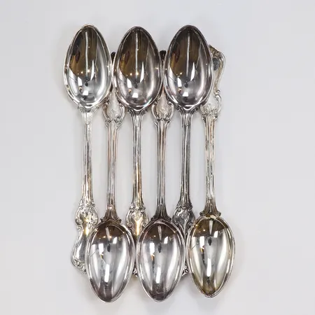 6 kaffeskedar, 12,5cm, silver, 830/1000 Vikt: 93,9 g