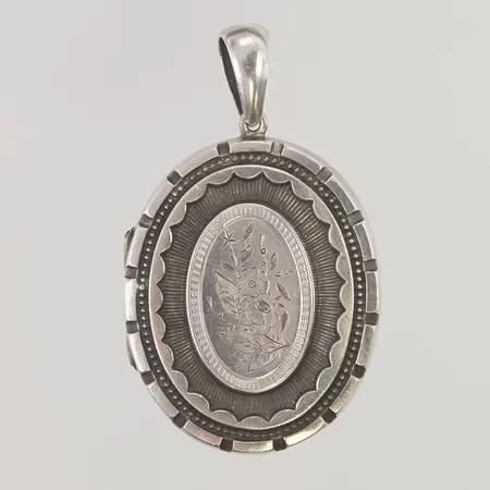 medaljong/fotogömma, 55x32mm, vitmetall